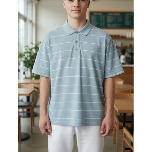 Tony Hawk Blue & White Striped Polo Shirt Size M